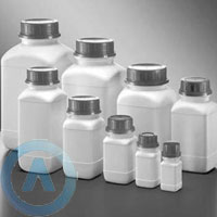 Четырёхгранная бутылка для химических реактивов белого цвета объёмом 4000 мл и широкой горловиной, ПЭВП