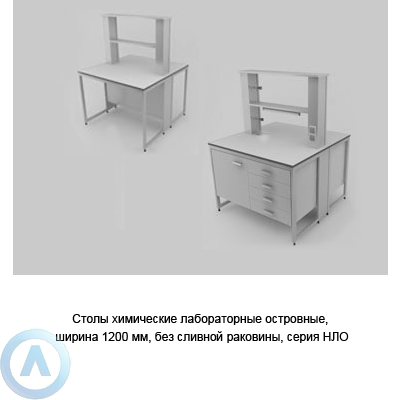 Столы химические островные без сливной раковины, шириной 1200 мм, 1200x1200x900, серии NL