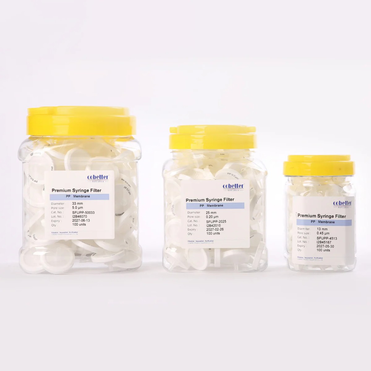 Cobetter PP гидрофобный шприцевой фильтр 33 мм с порами 0,45 мкм