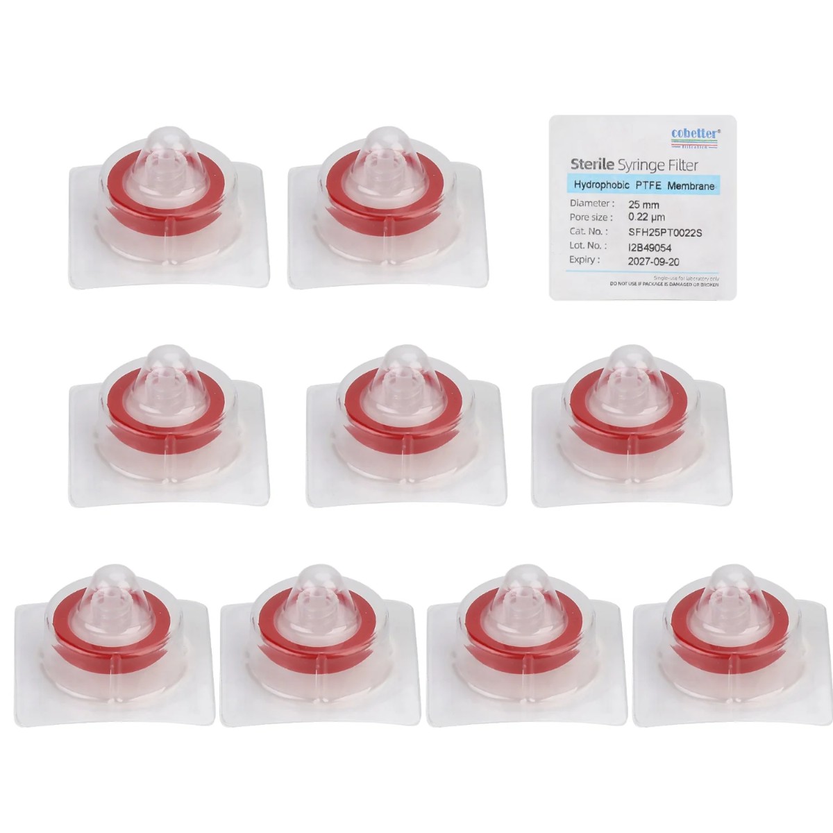 Cobetter PTFE гидрофобный шприцевой фильтр 25 мм с порами 0,22 мкм