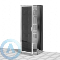 Шкаф медицинский из нержавейки стерилизационный, дверь — стекло, 460×460×1850, ЛО-41