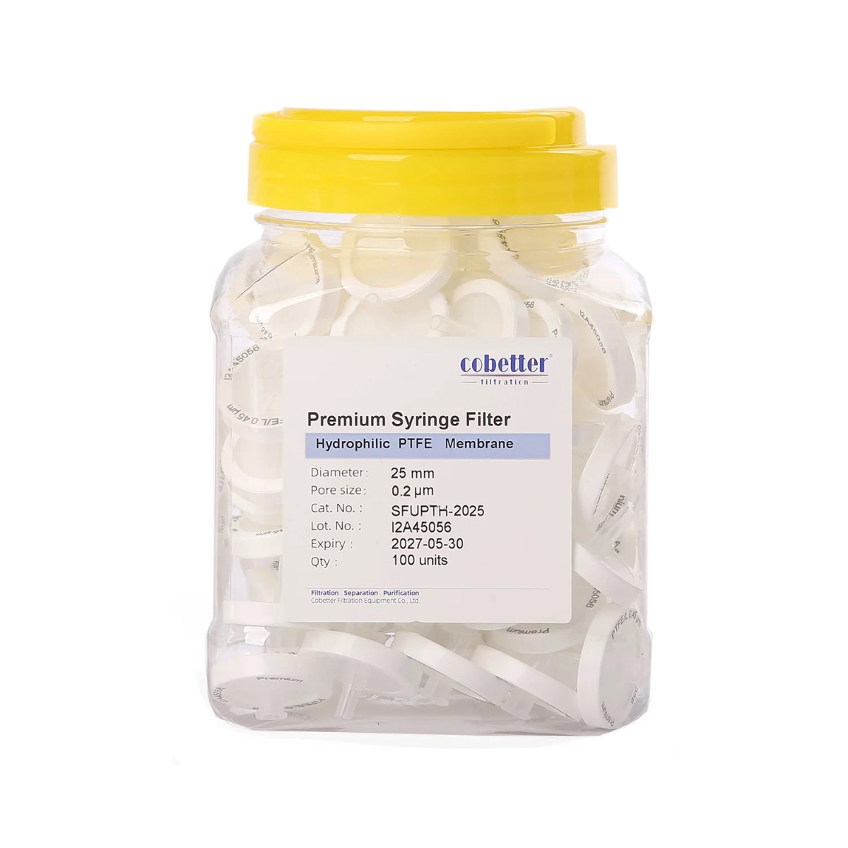 Cobetter PTFE шприцевой фильтр для ВЭЖХ 25 мм с порами 0,2 мкм