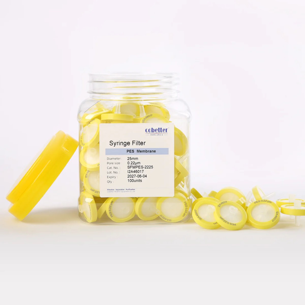 Cobetter PES желтый гидрофильный шприцевой фильтр 13 мм с порами 0,1 мкм