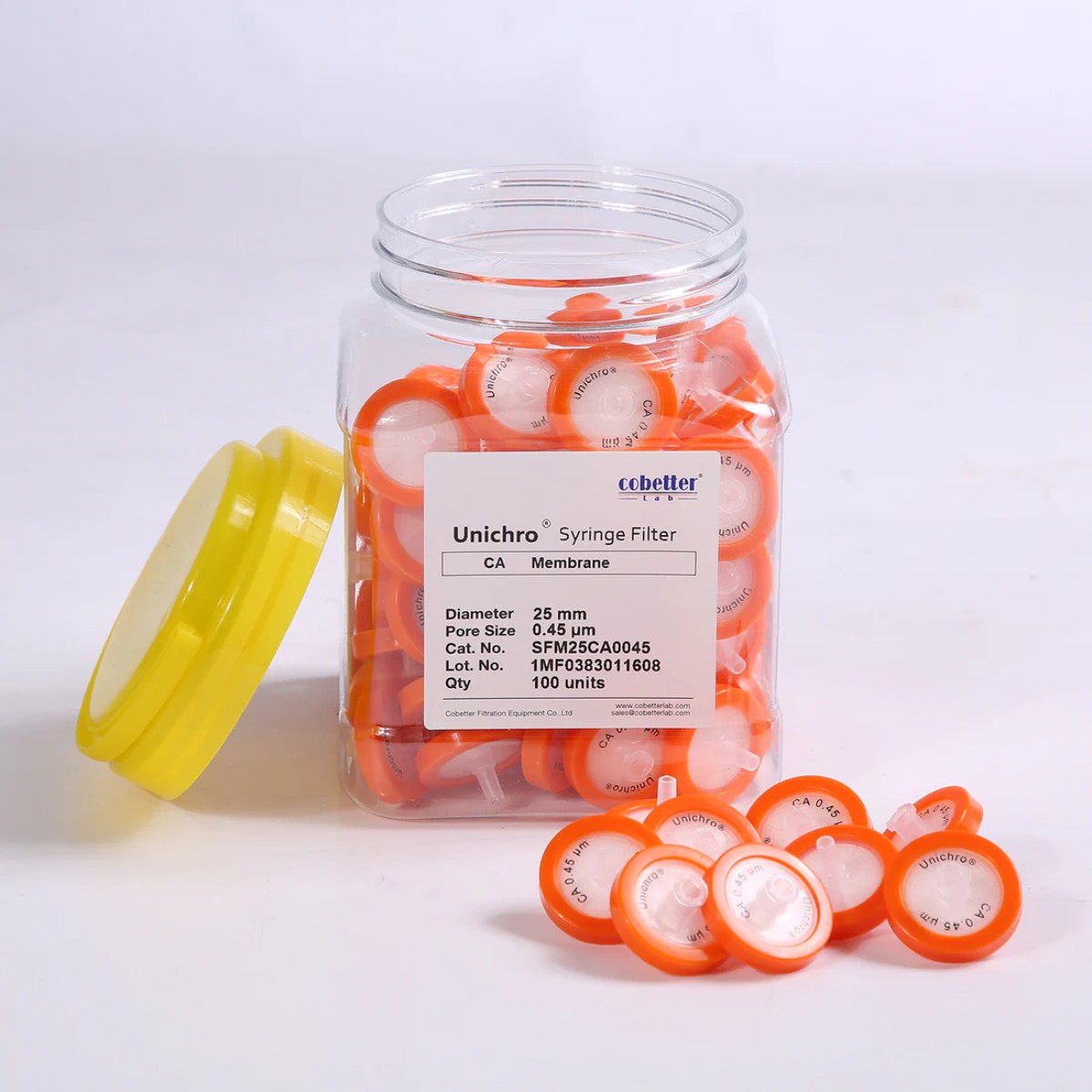 Cobetter CA оранжевый гидрофильный шприцевой фильтр 13 мм с порами 0,45 мкм