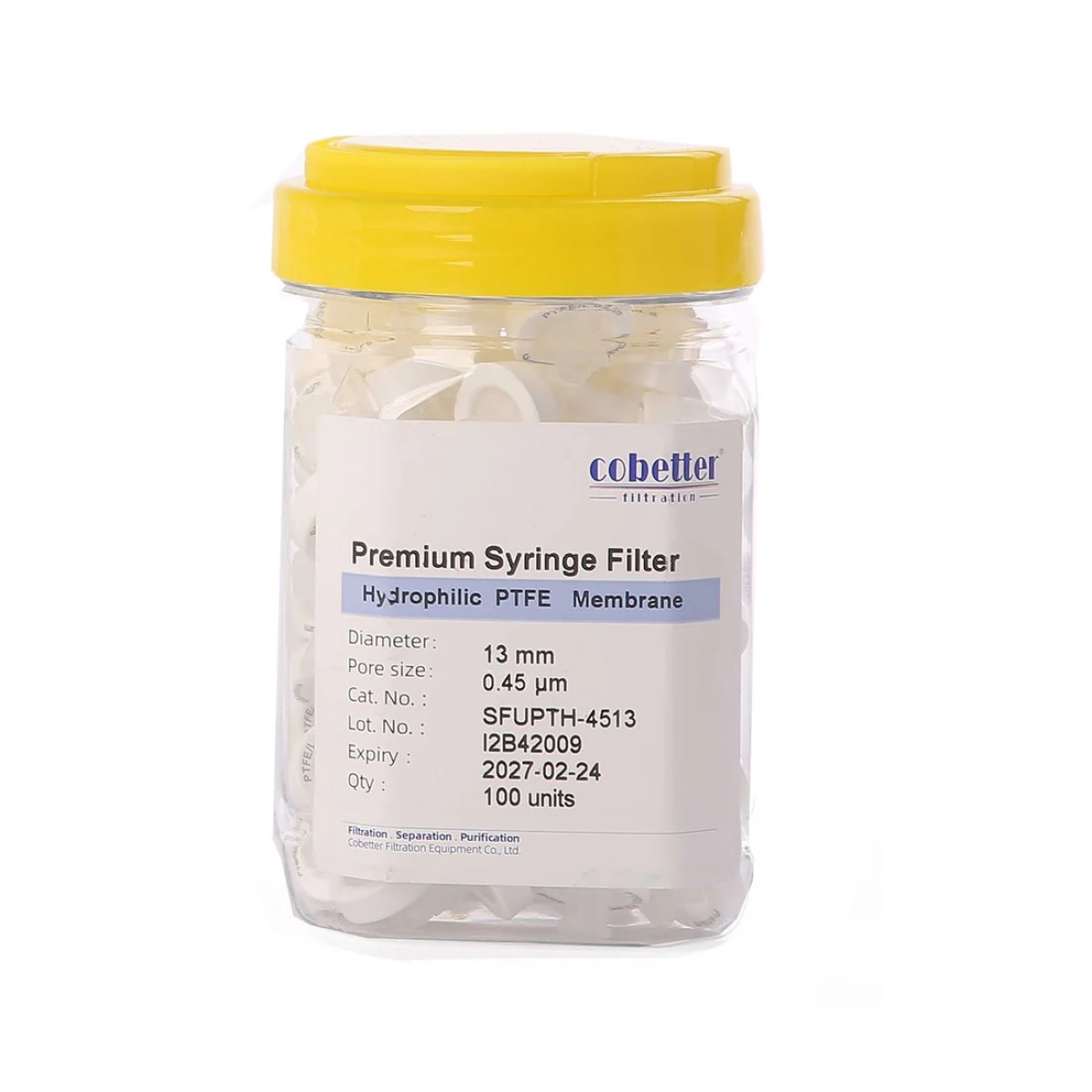Cobetter PTFE шприцевой фильтр для ВЭЖХ 13 мм с порами 0,45 мкм