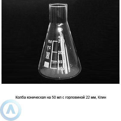 Колба коническая на 50 мл с горловиной 22 мм (Клин)