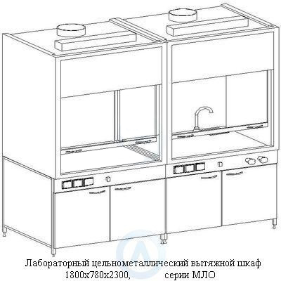 Цельнометаллические вытяжные шкафы, шириной 1800 мм, 1800x780x2300, серии MML