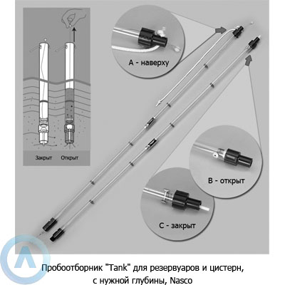 Пробоотборник «Tank» для резервуаров и цистерн, с нужной глубины, Nasco